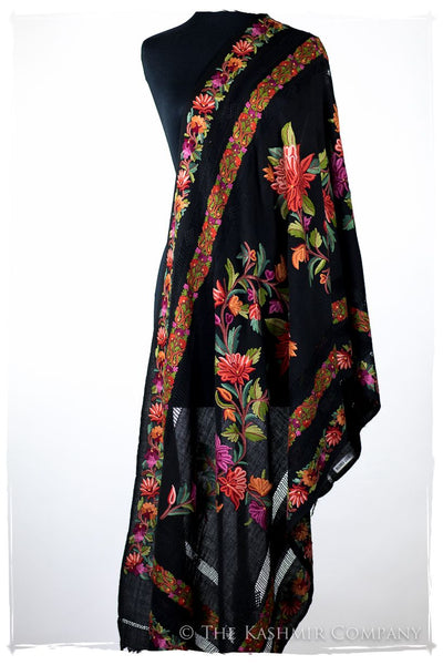 Broderie à cordes tirées Pari Jardin Noir Pauline Shawl
