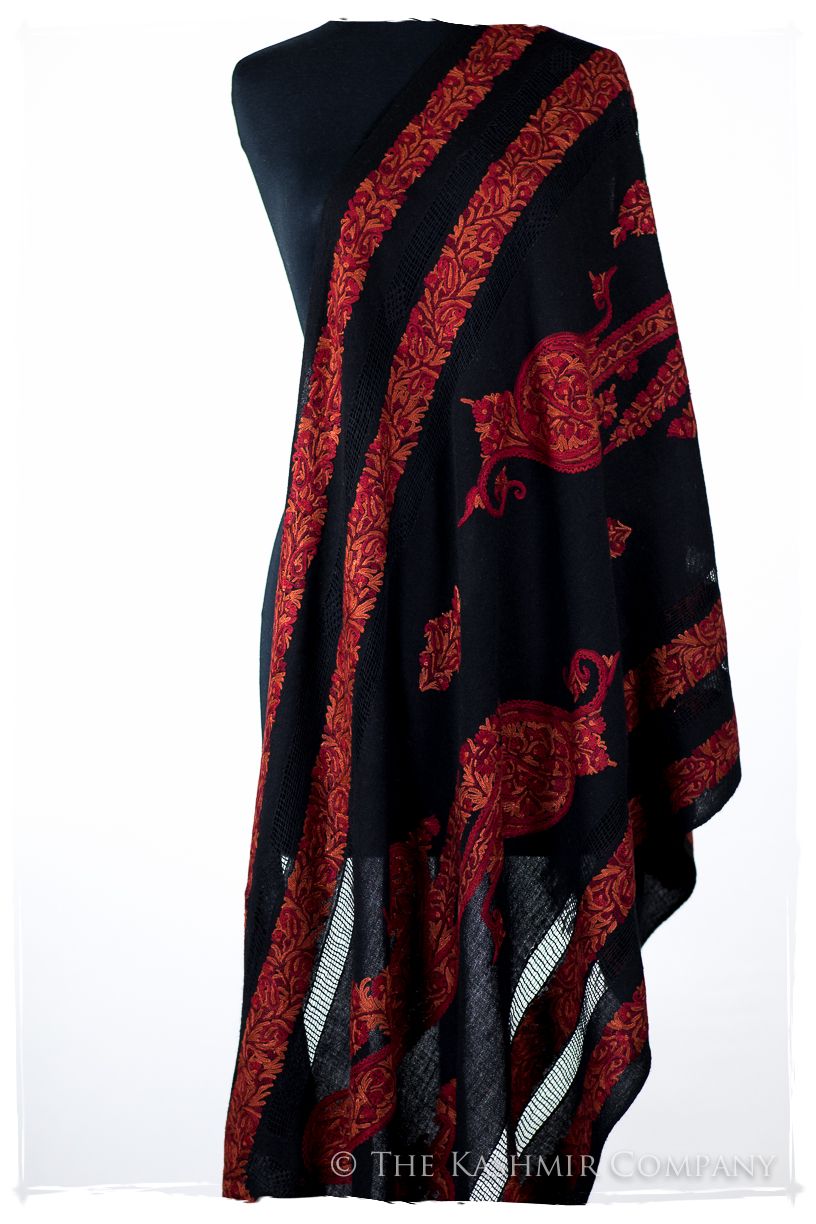 Broderie à cordes tirées r Rococo Royale Paisley Noir Pauline Shawl