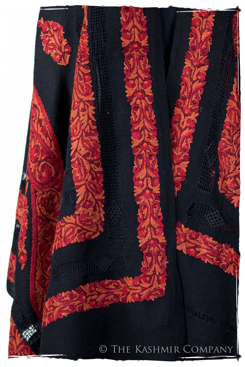 Broderie à cordes tirées r Rococo Royale Paisley Noir Pauline Shawl