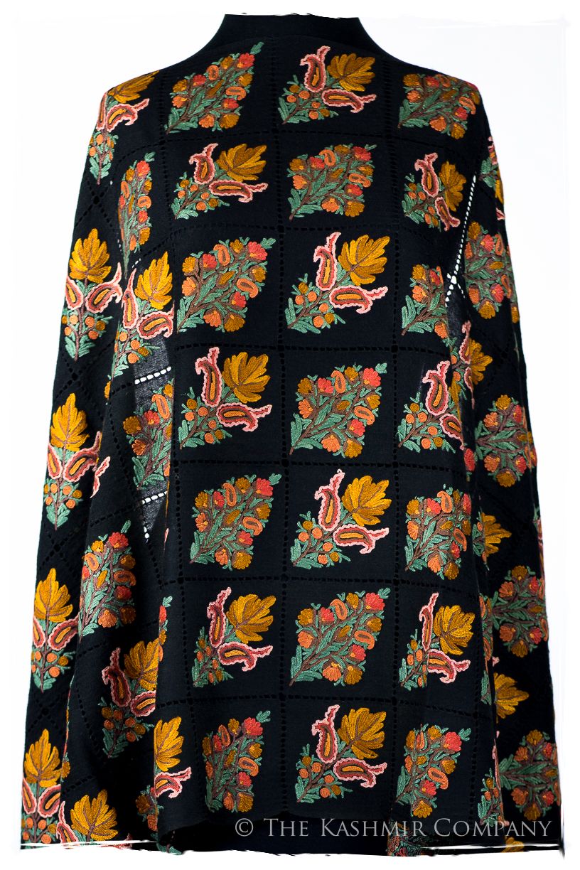 Les Nouvelles Fil Dessiné Paris Bouquet Maple Noir Shawl