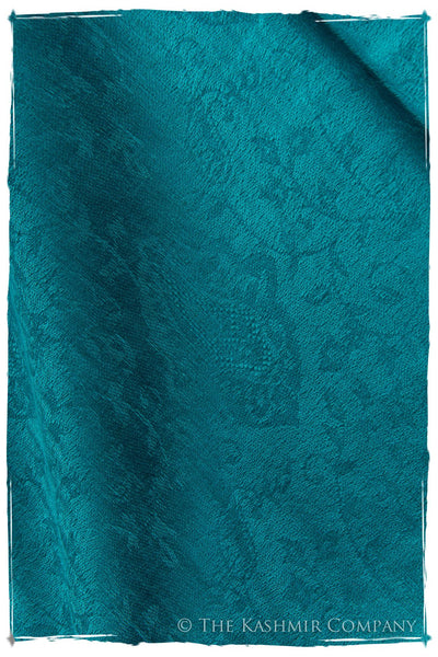 Jacquard Paisley Bleu Topaze Cashmere Scarf