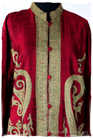 Française Rouge d'orient Royalé Paisley Silk Coat