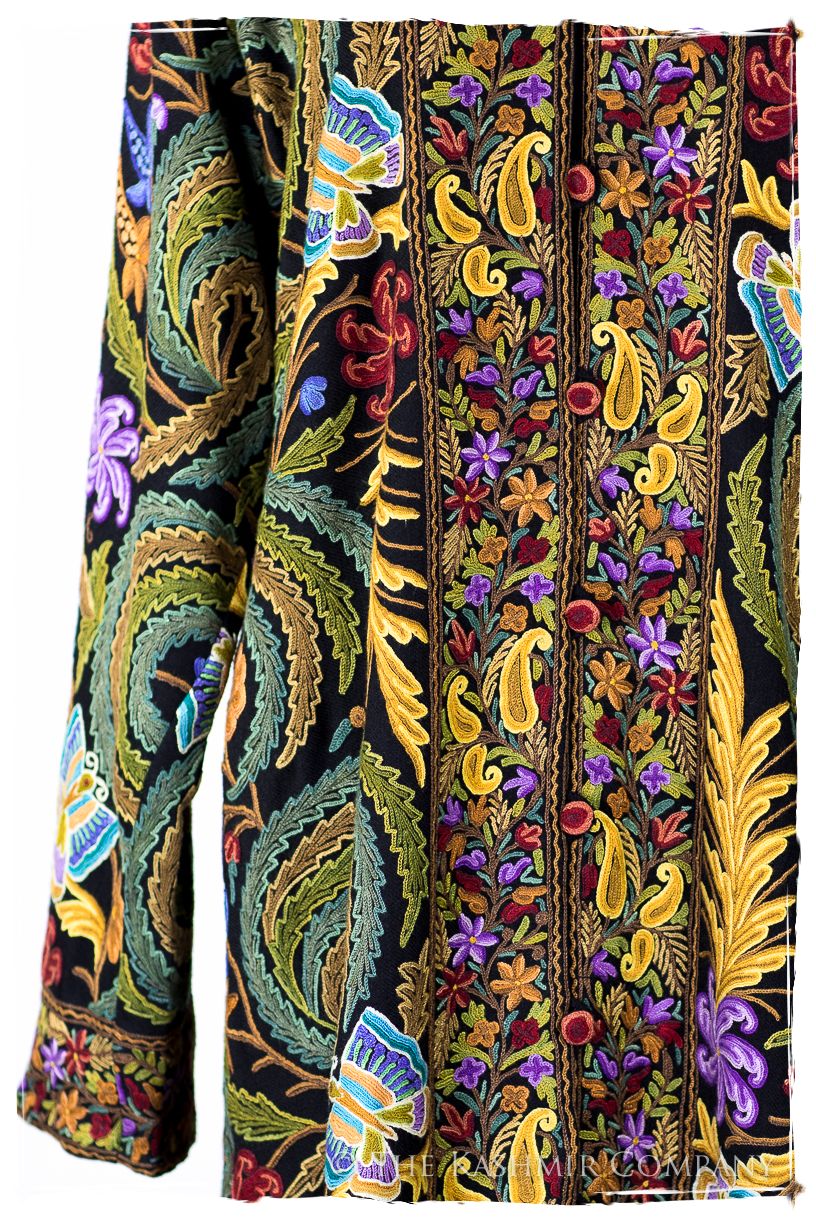 Française Magnifiqué des Papillons Orient Noir Renoir Wool Coat