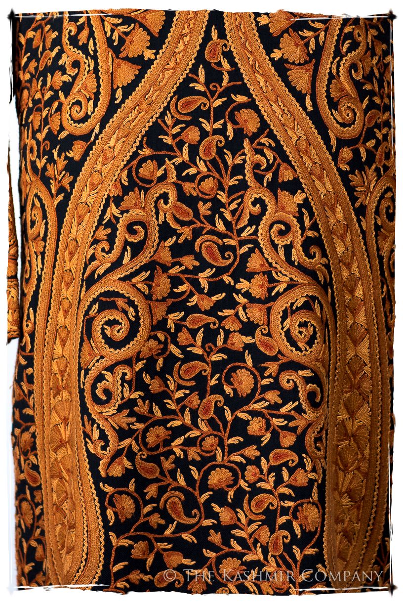 Française Mughal Gold d'orient Royalé Paisley Silk Coat