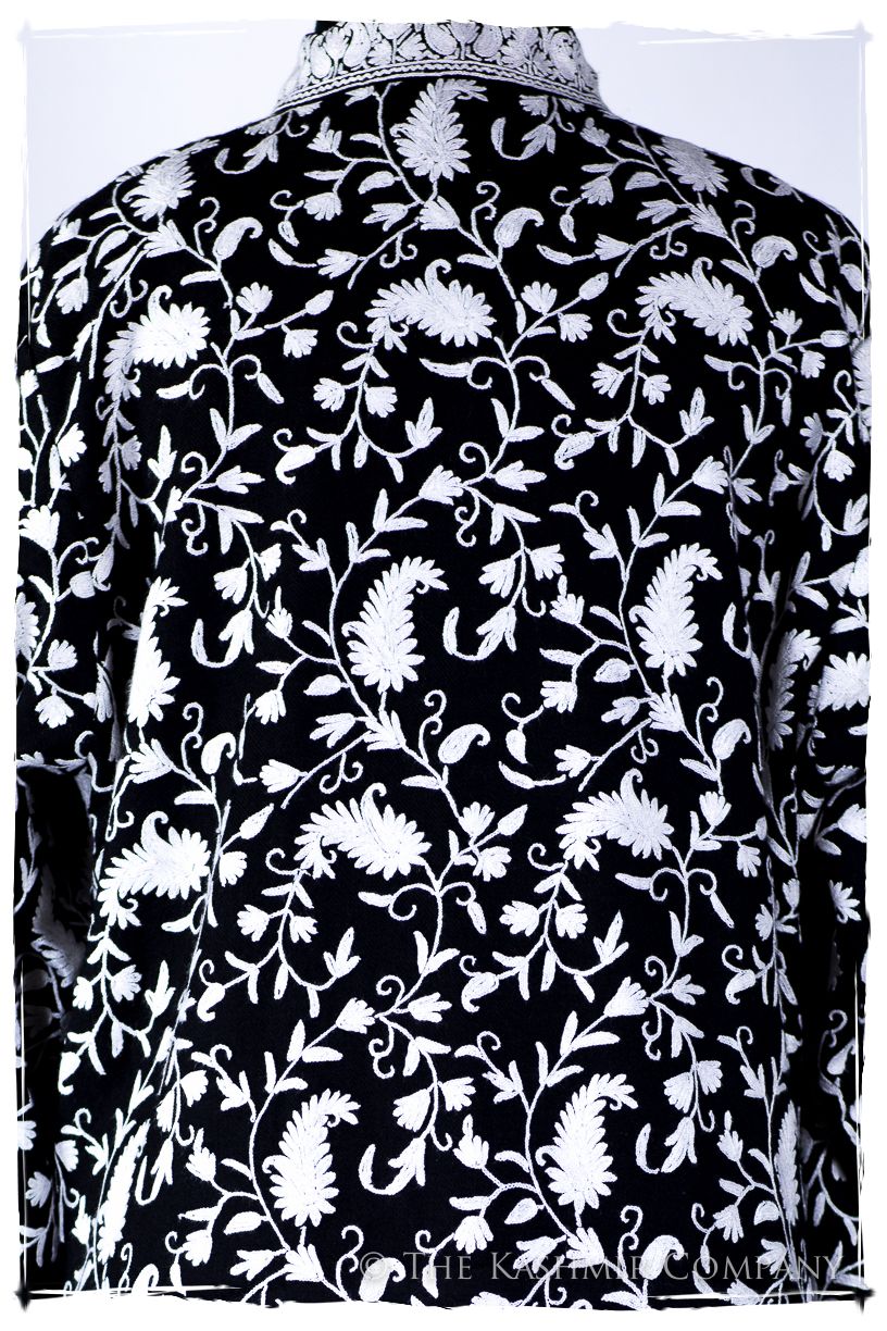 Française Nuances de Terré Paisley Noir Blanc Wool Coat