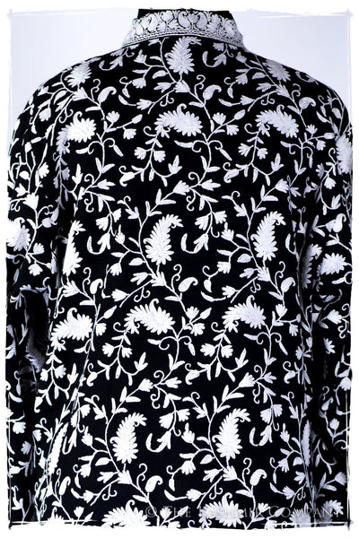 Française Nuances de Terré Paisley Blanc Noir Wool Coat