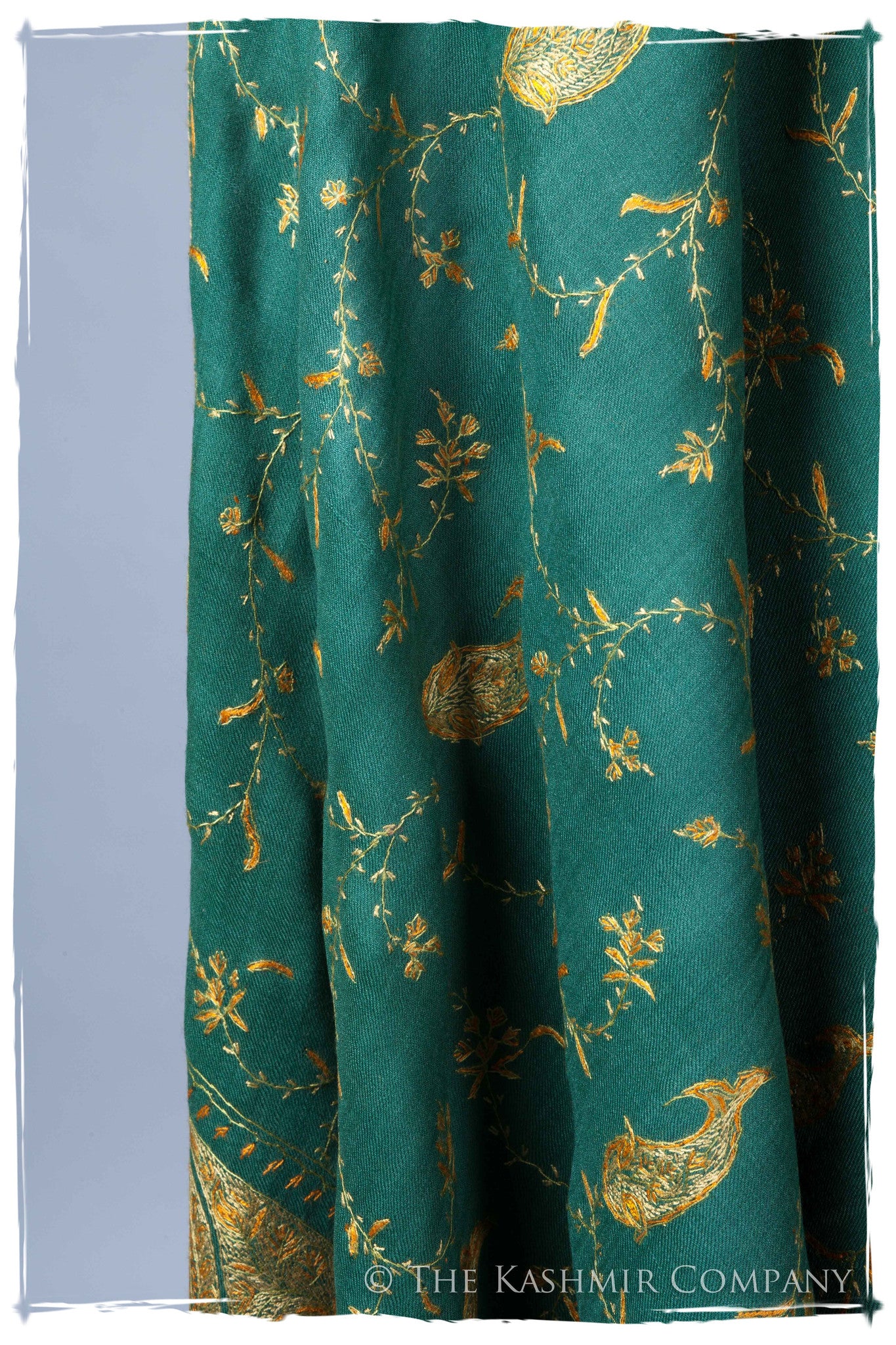 Creme de Menthe Gold Orient Paisley Kashmir Shawl