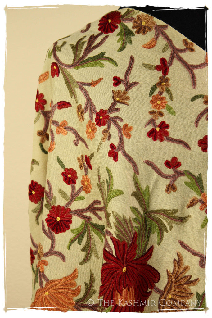 Nishaat Garden in Fall Bloom Ivory Shawl