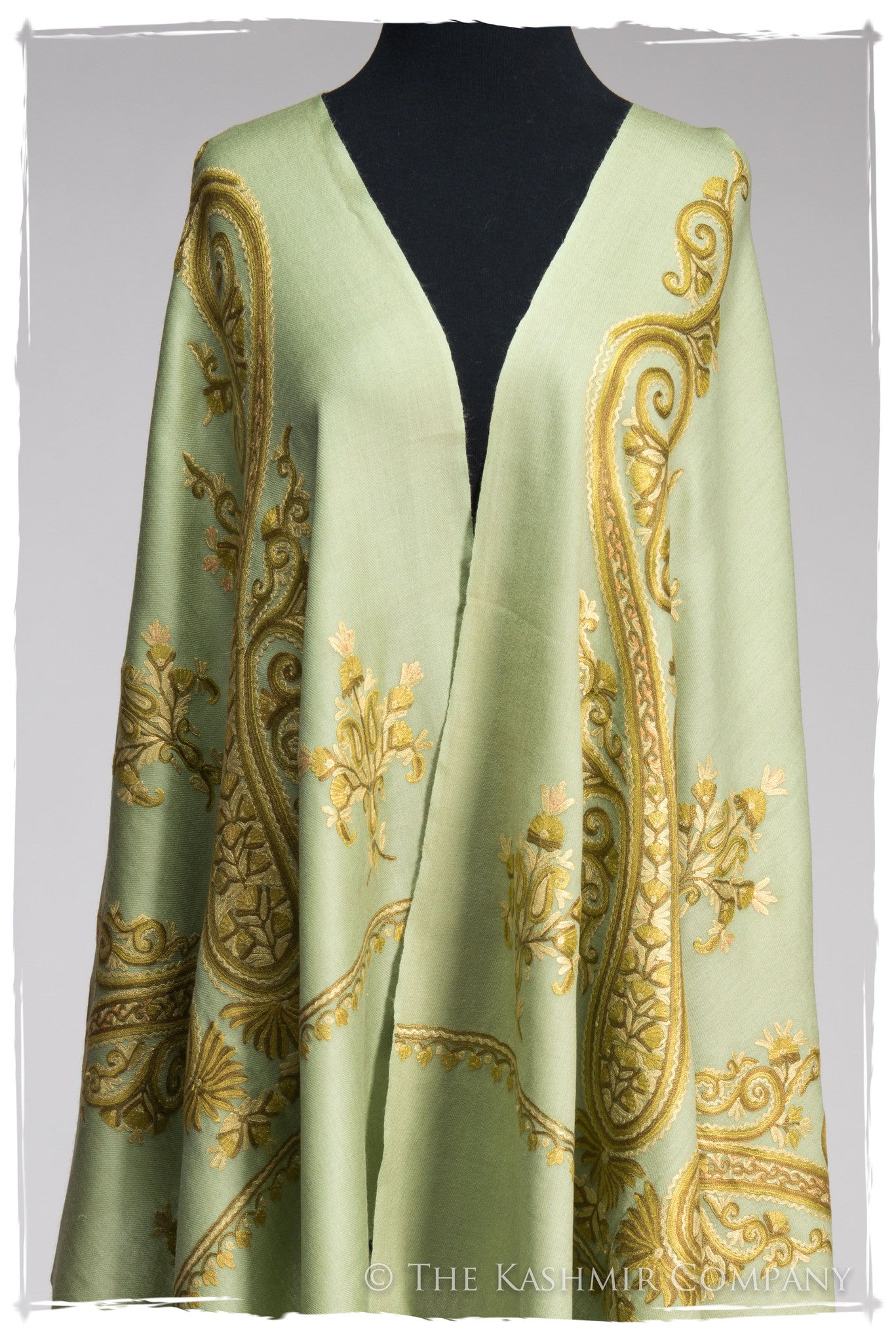 Regal Paisley Celadon Aloe Shawl