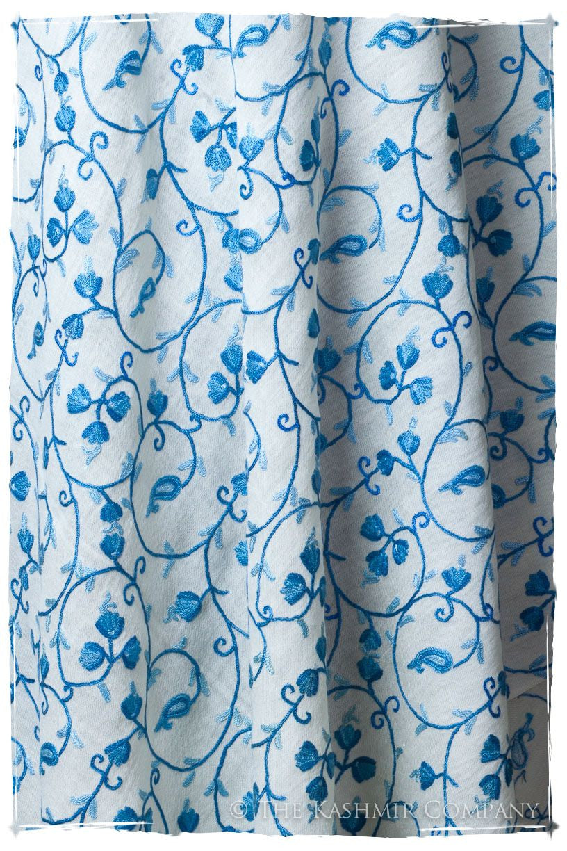 Azure Blue Ivory Secret Garden Shawl
