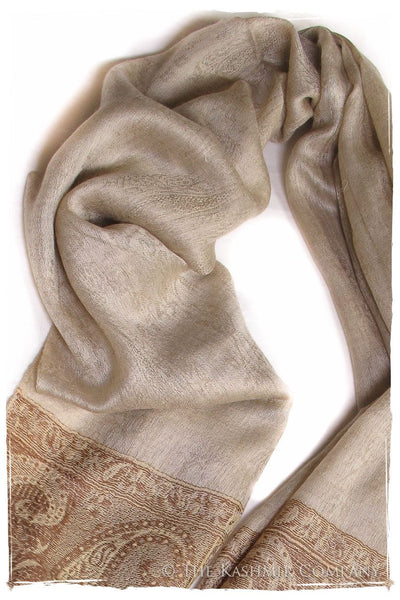 Jacquard Frontiere Henna Taupe Cashmere Scarf