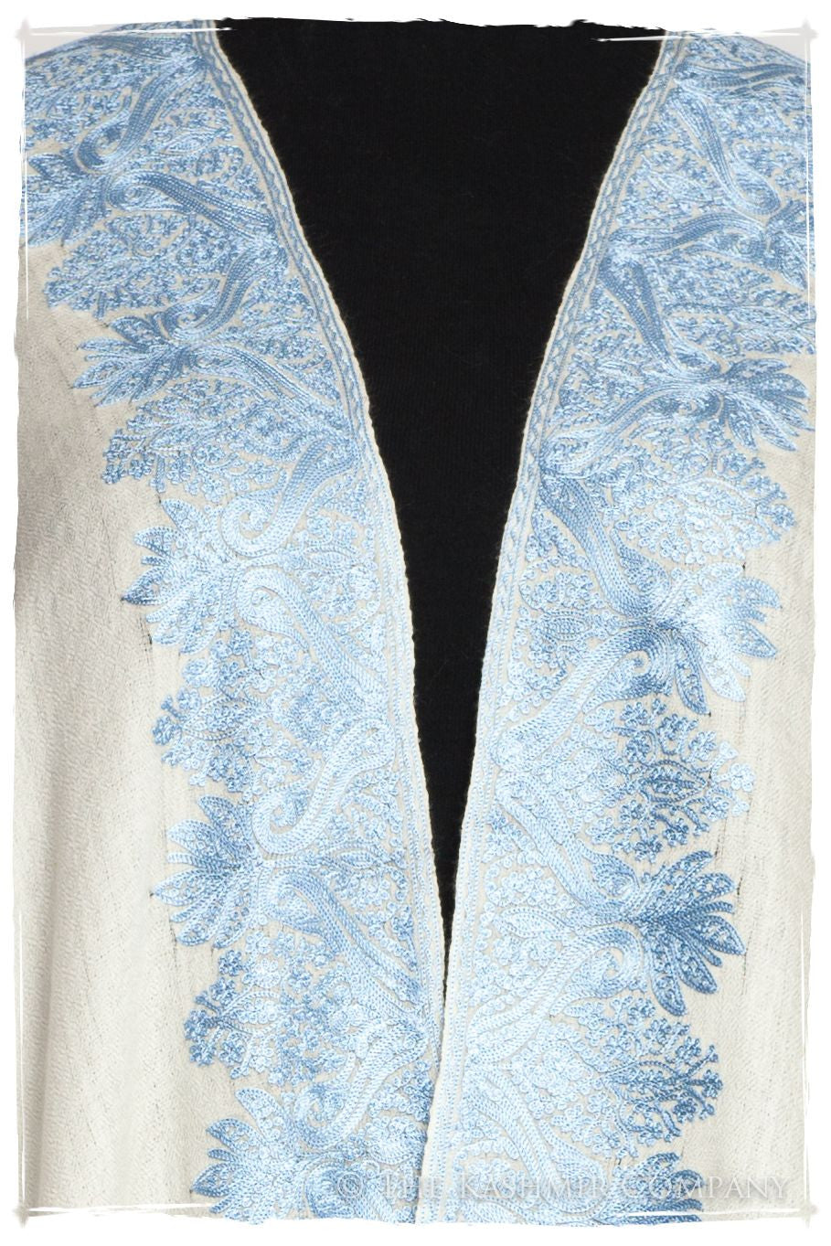 The Sophistiqué Ivoire Bleu Danse Frontière Shawl