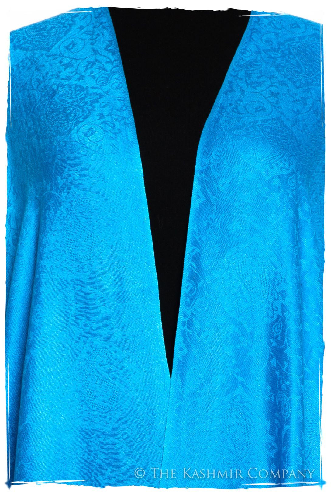 French Blue Jacquard Paisley Silk Scarf / Shawl