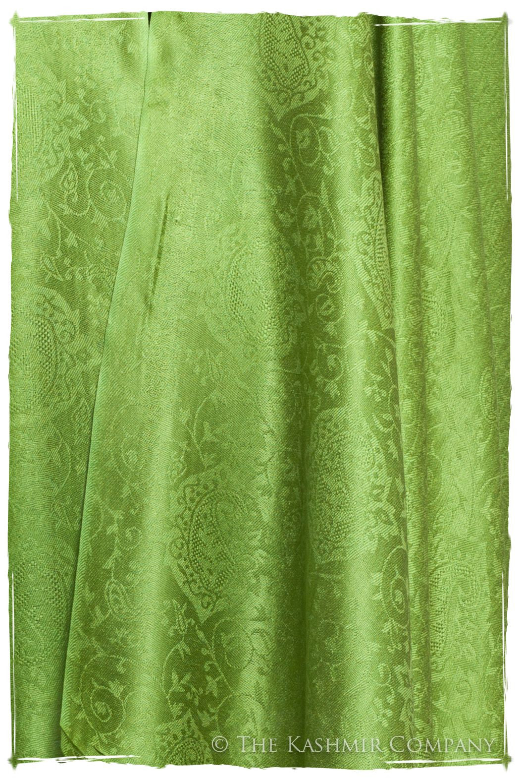 Chartreuse Jacquard Paisley Silk Scarf / Shawl