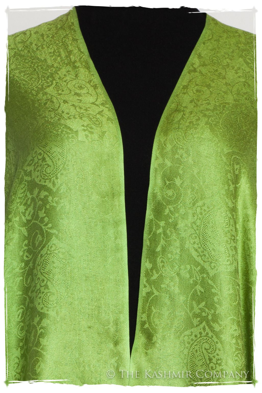 Chartreuse Jacquard Paisley Silk Scarf / Shawl