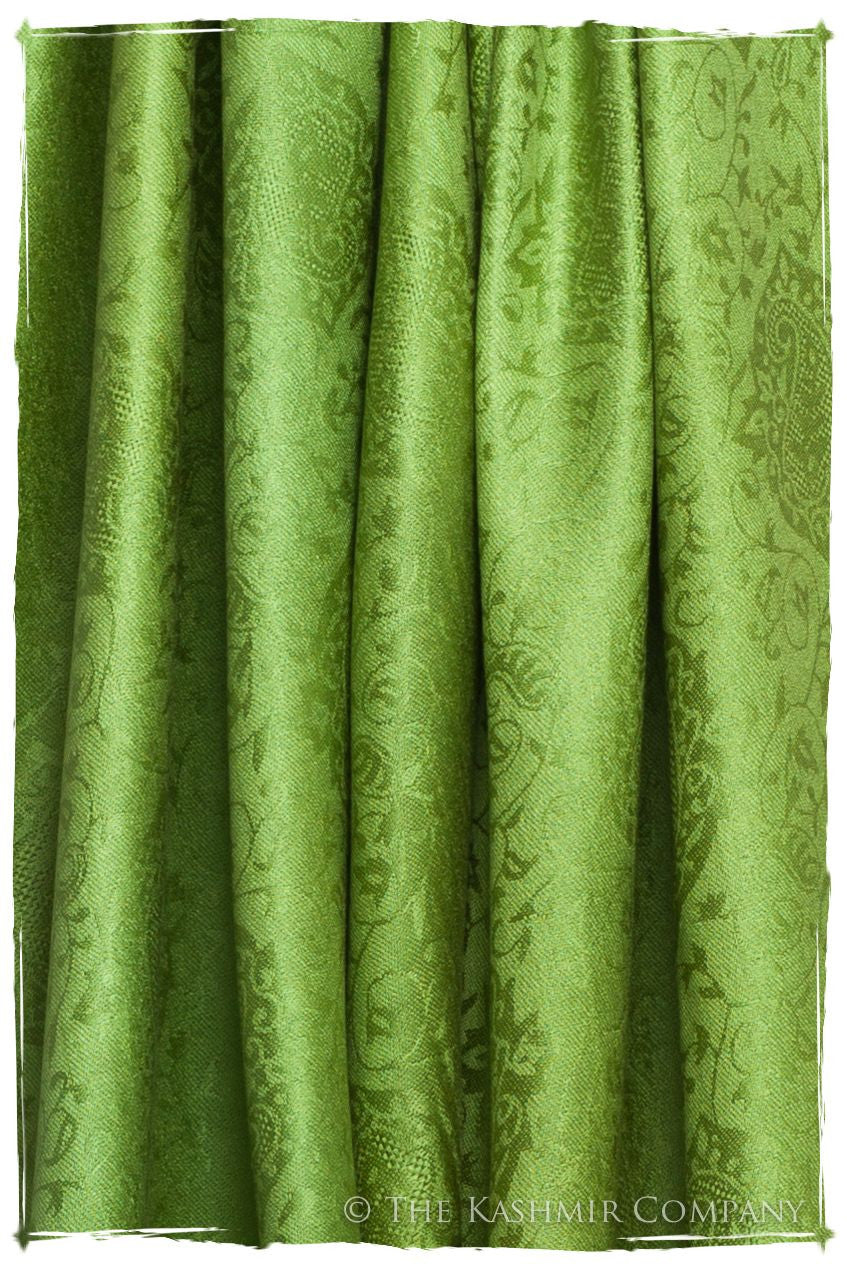 Chartreuse Jacquard Paisley Silk Scarf / Shawl
