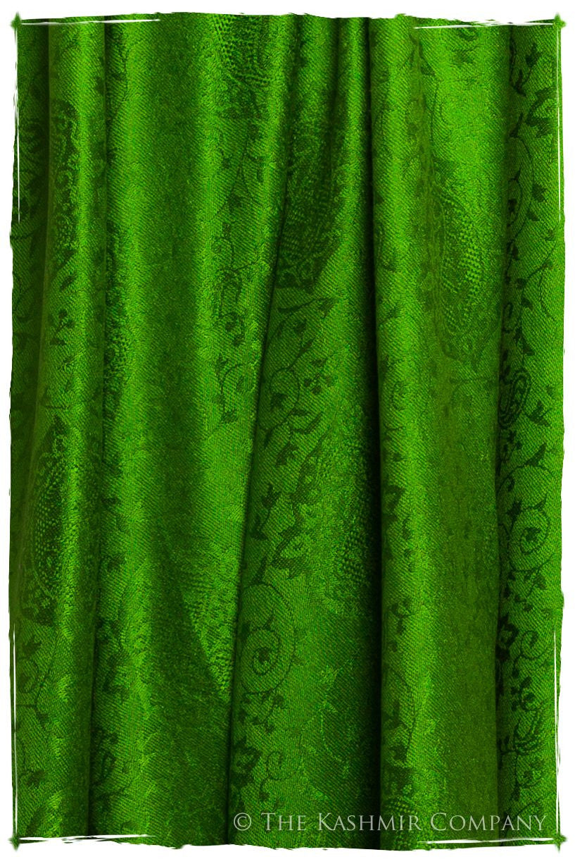 Emerald Jacquard Paisley Silk Scarf / Shawl