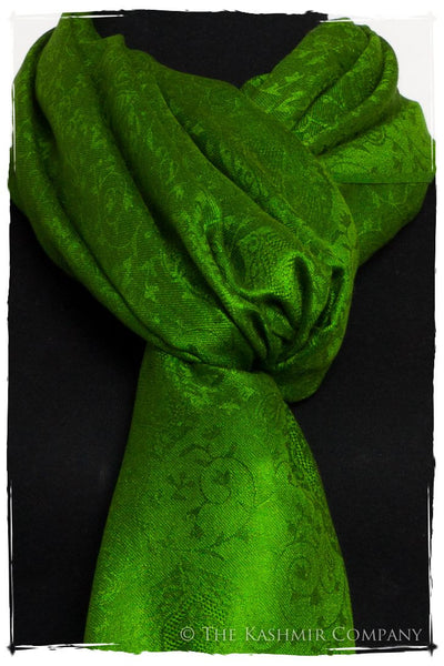 Emerald Jacquard Paisley Silk Scarf / Shawl