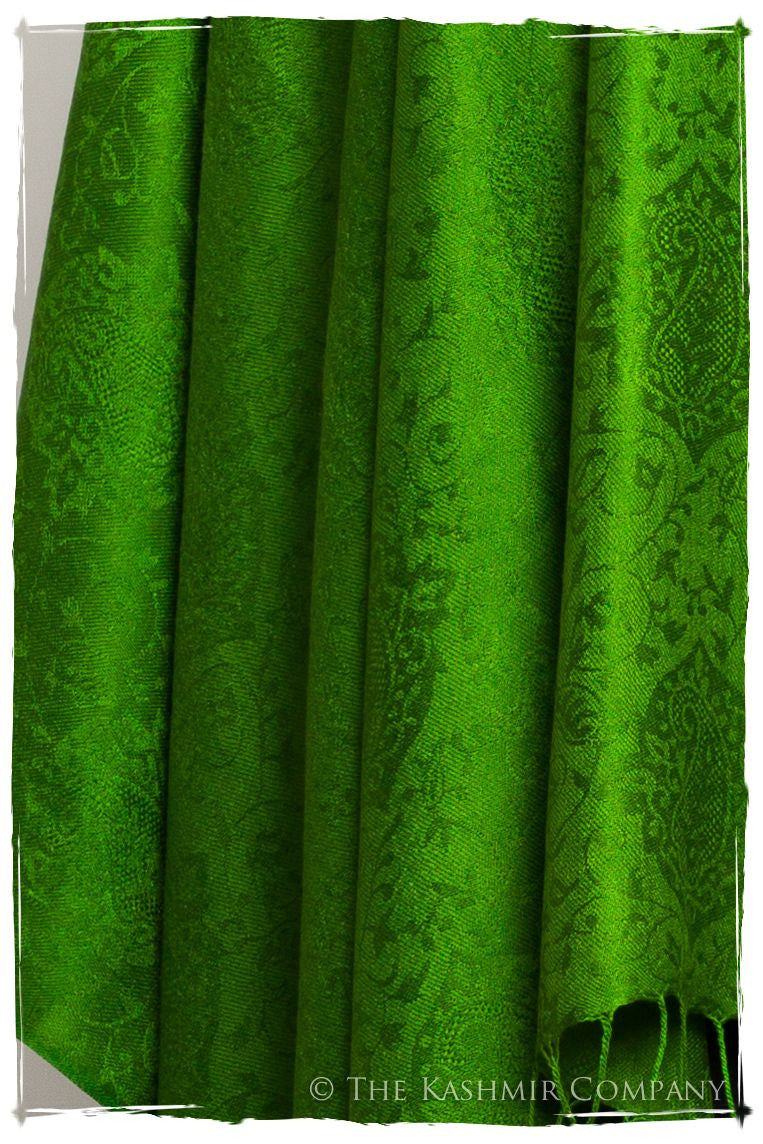 Emerald Jacquard Paisley Silk Scarf / Shawl