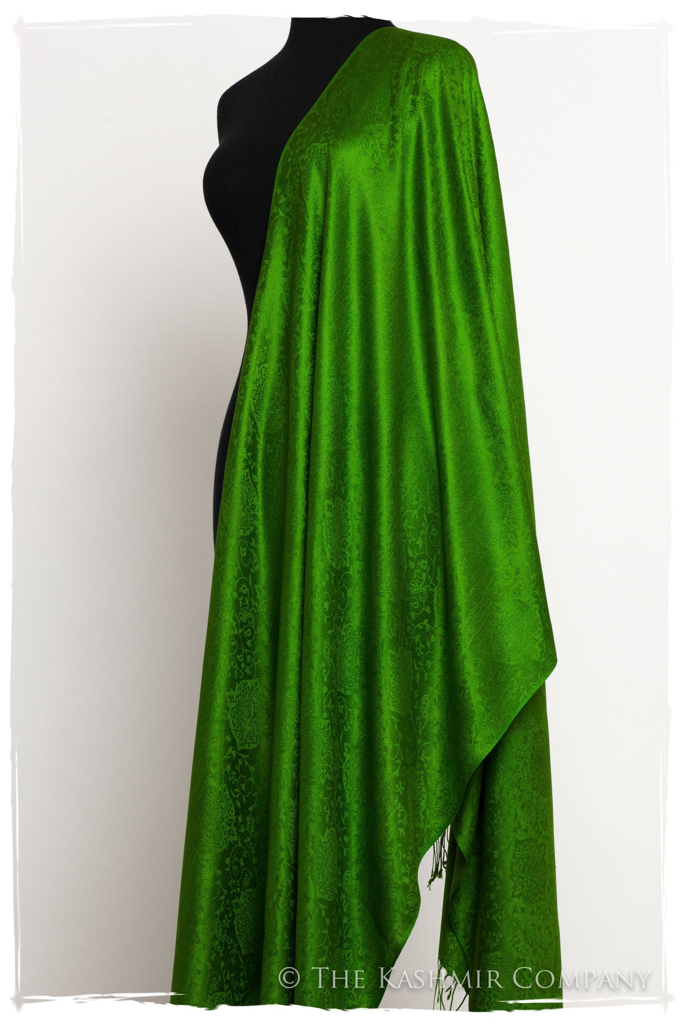 Emerald Jacquard Paisley Silk Scarf / Shawl
