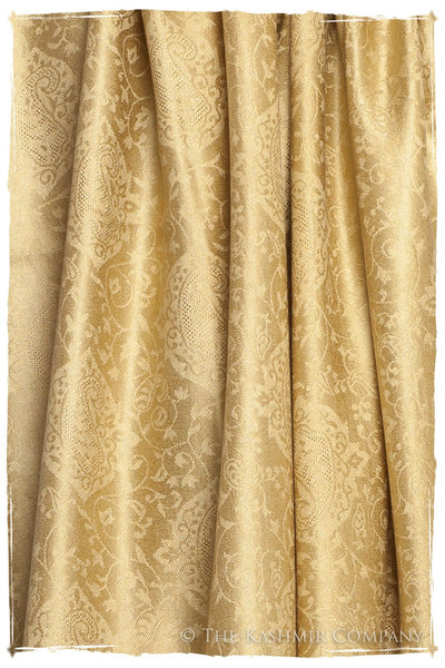 Inca Gold Jacquard Paisley Silk Scarf / Shawl