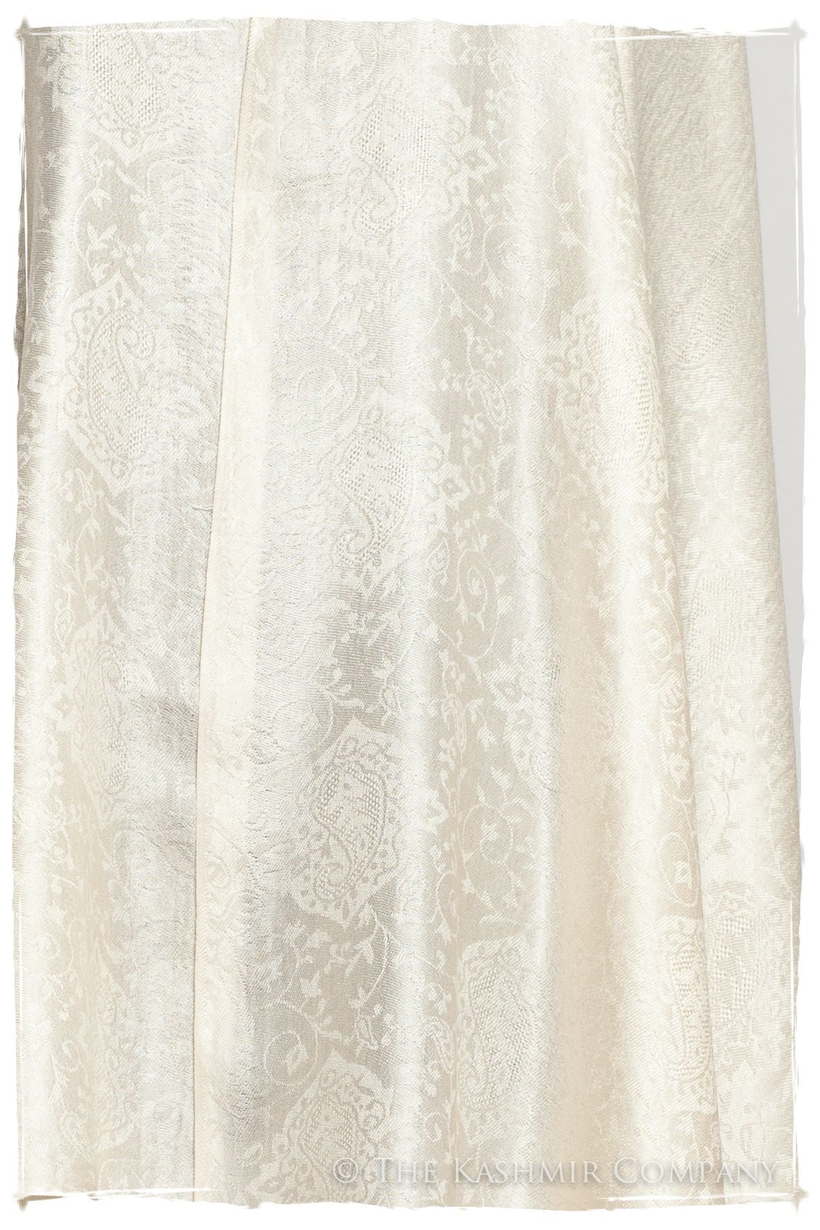 Crème Ivoire Jacquard Paisley Silk Scarf / Shawl
