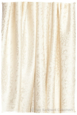 Crème Ivoire Royale Paisley Silk Scarf / Shawl