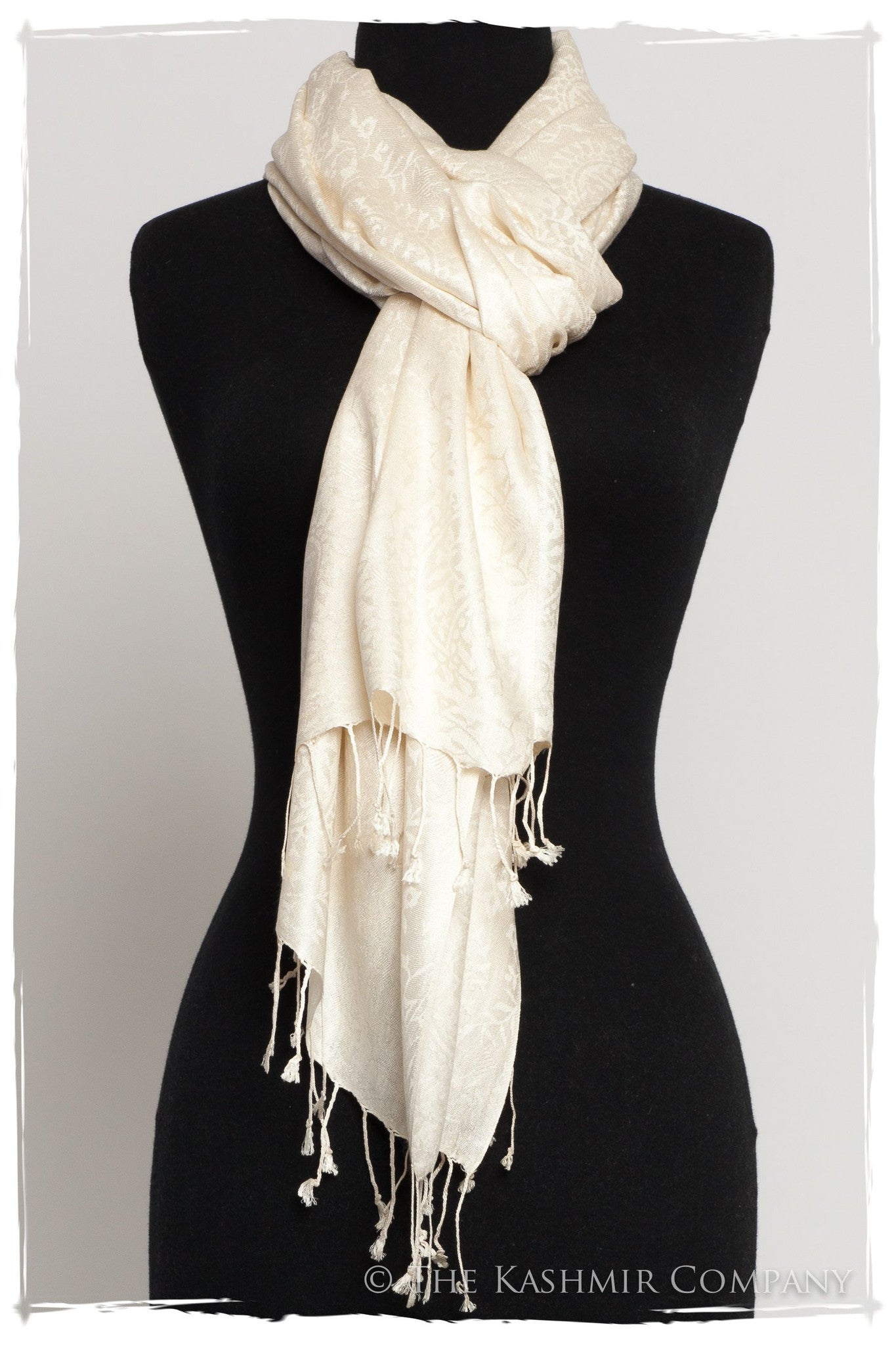 Crème Ivoire Royale Paisley Silk Scarf / Shawl