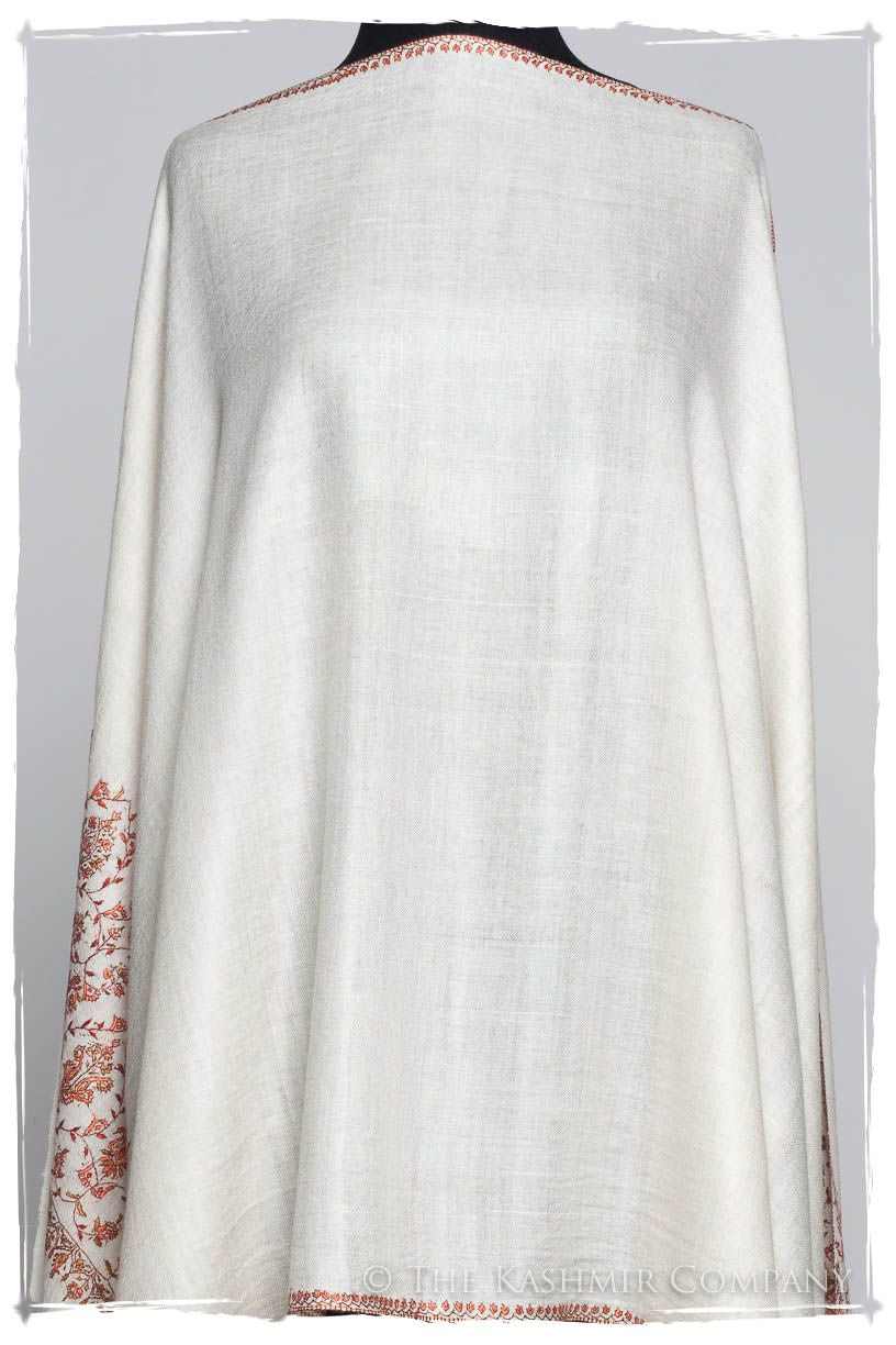 Mughal Ivoire de Jardin Frontière L'amour Soft Cashmere Scarf/Shawl