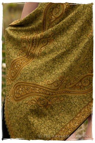 Cachemire Jardin de Mousse Verte Paisley Antiquaires Shawl