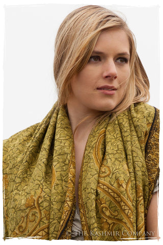 Cachemire Jardin de Mousse Verte Paisley Antiquaires Shawl