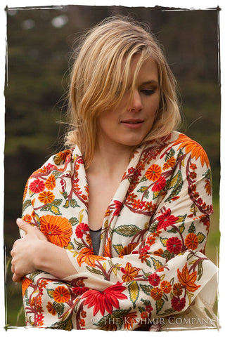 Fleurs du Soleil Contour Ivoire Renoirs Dream Shawl