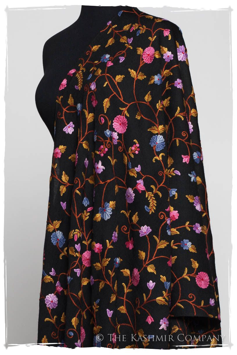 Iris Orchid Jardin Antoinette Noir Shawl