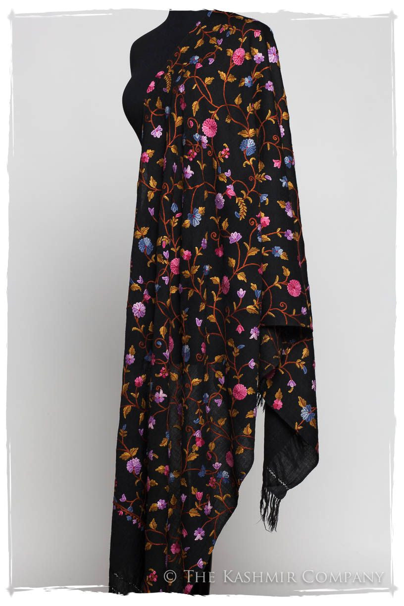 Iris Orchid Jardin Antoinette Noir Shawl