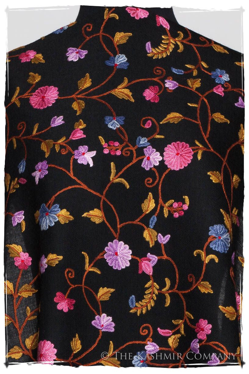 Iris Orchid Jardin Antoinette Noir Shawl