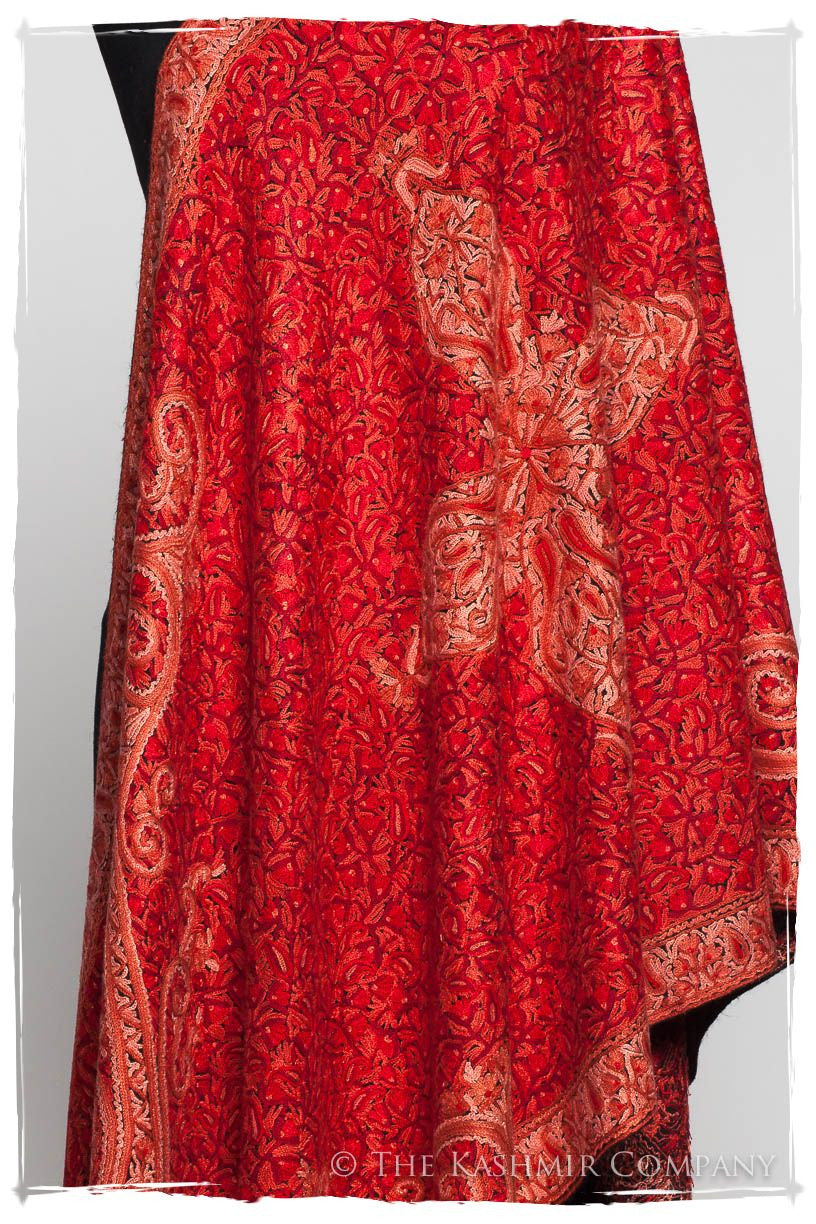 Scarlet Trésor de la Flamme Paisley Antiquaires Shawl