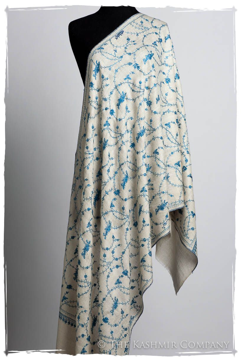 Sapphire Bleu Bijou Paisley L'amour Soft Cashmere Scarf/Shawl