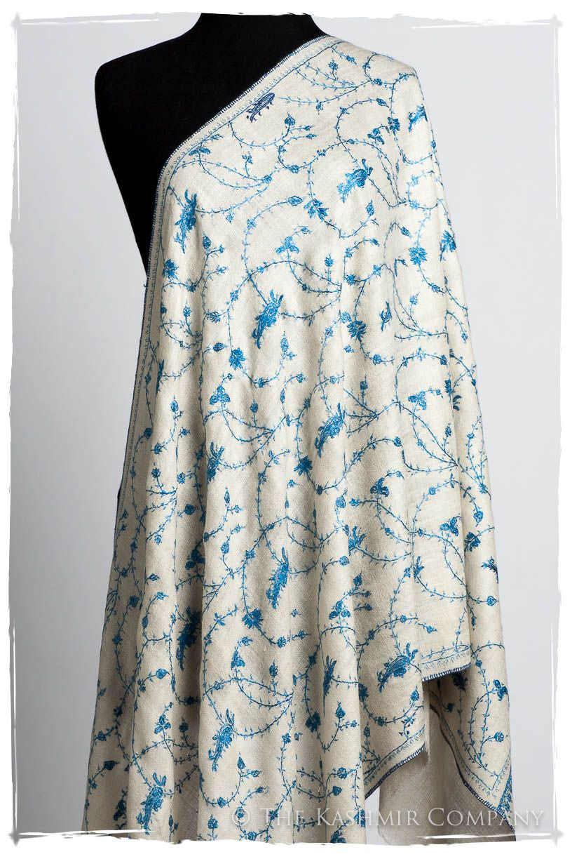 Sapphire Bleu Bijou Paisley L'amour Soft Cashmere Scarf/Shawl