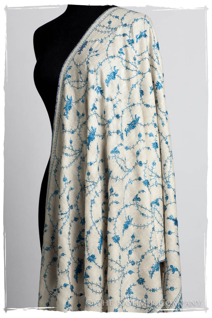 Sapphire Bleu Bijou Paisley L'amour Soft Cashmere Scarf/Shawl