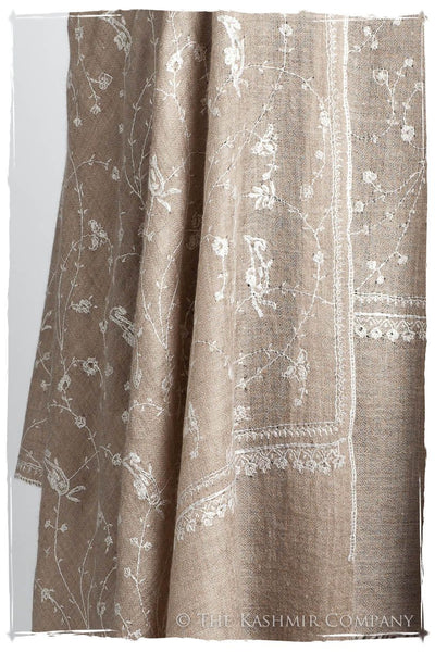 Taupe Blanc Paisley L'amour Soft Cashmere Scarf/Shawl