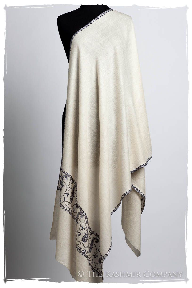 Frontière Jardin Bleu Noir L'amour Soft Cashmere Scarf/Shawl