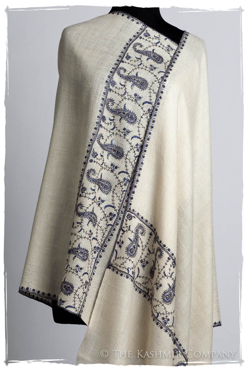 Frontière Jardin Bleu Noir L'amour Soft Cashmere Scarf/Shawl
