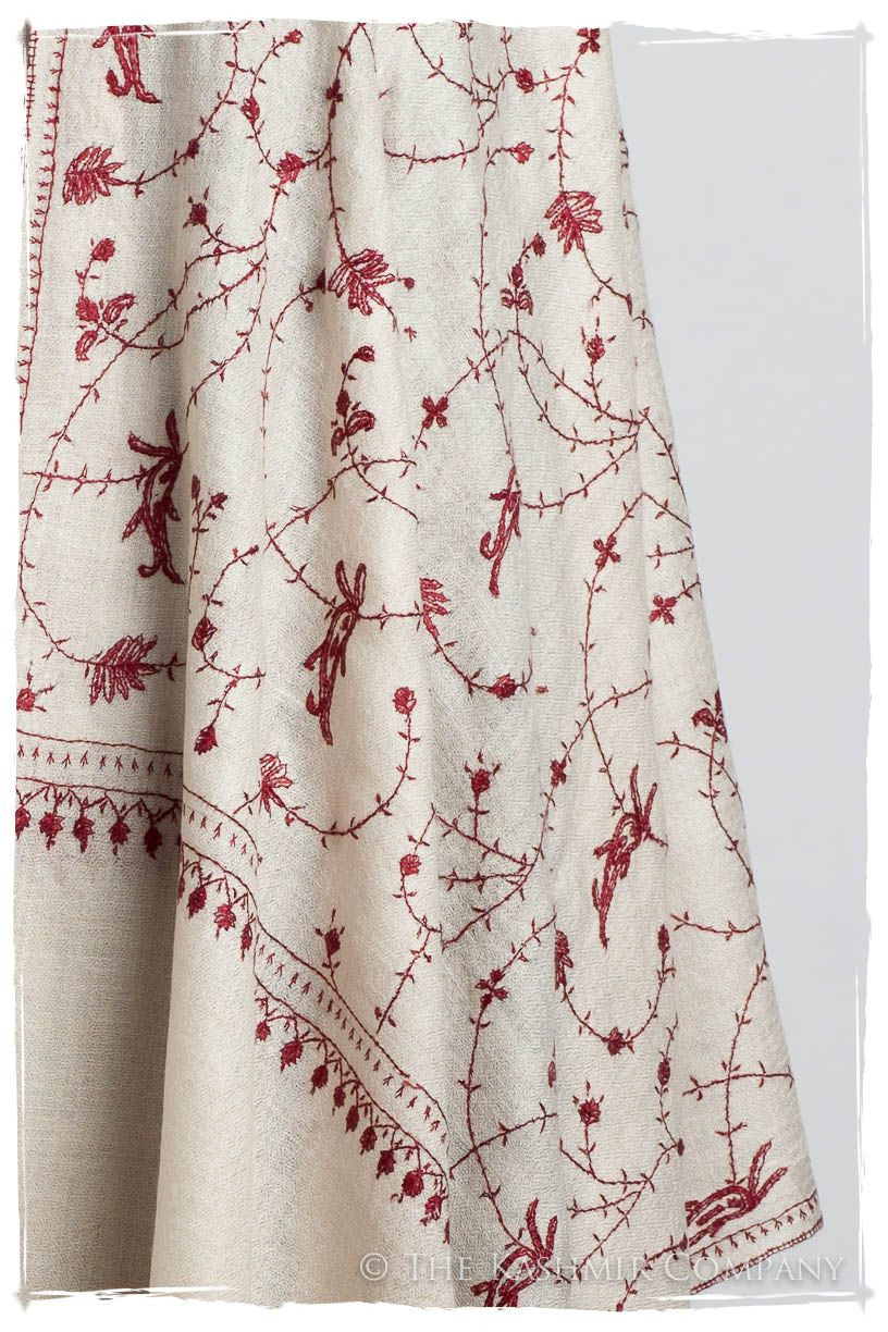 Bordeaux d'Ivoire Paisley L'amour Soft Cashmere Scarf/Shawl