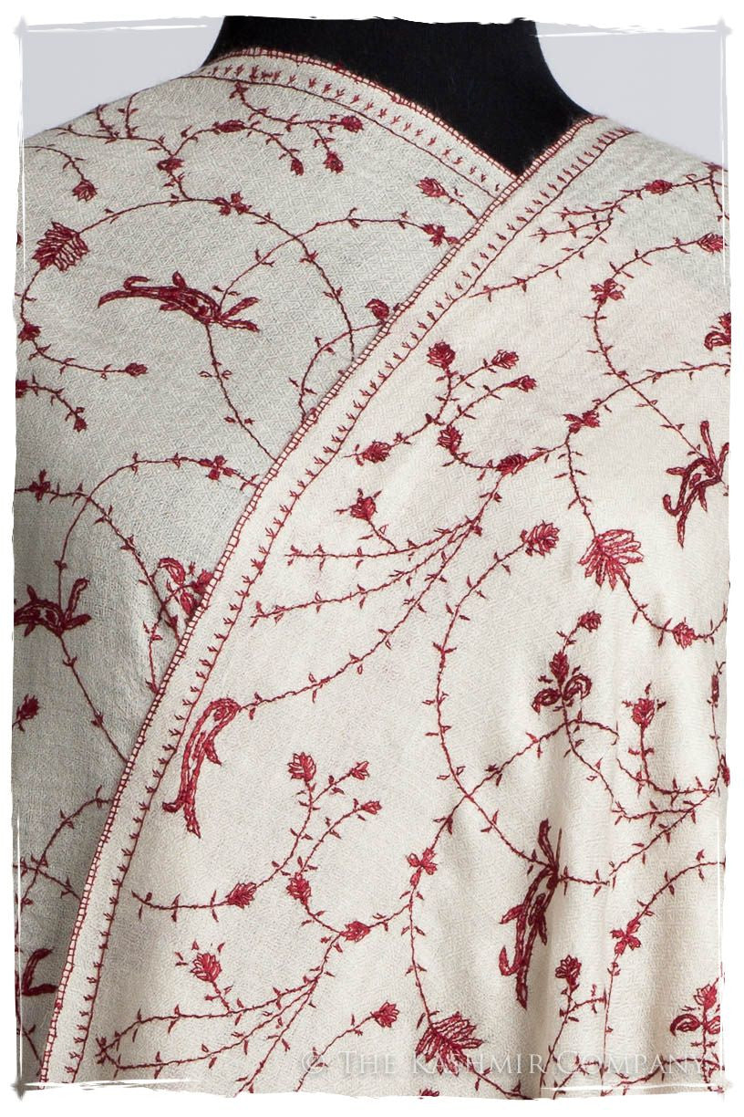 Bordeaux d'Ivoire Paisley L'amour Soft Cashmere Scarf/Shawl