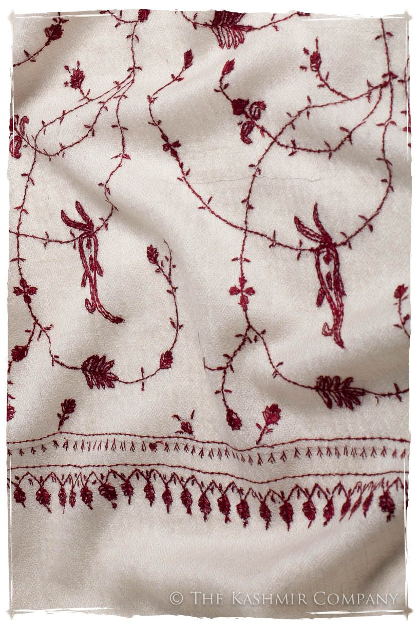 Bordeaux d'Ivoire Paisley L'amour Soft Cashmere Scarf/Shawl