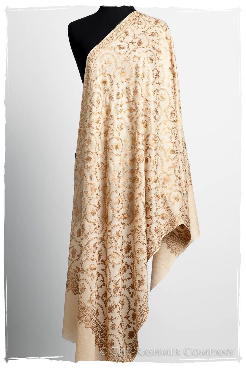 The Sophistiqué Gold Crème Jardin Shawl