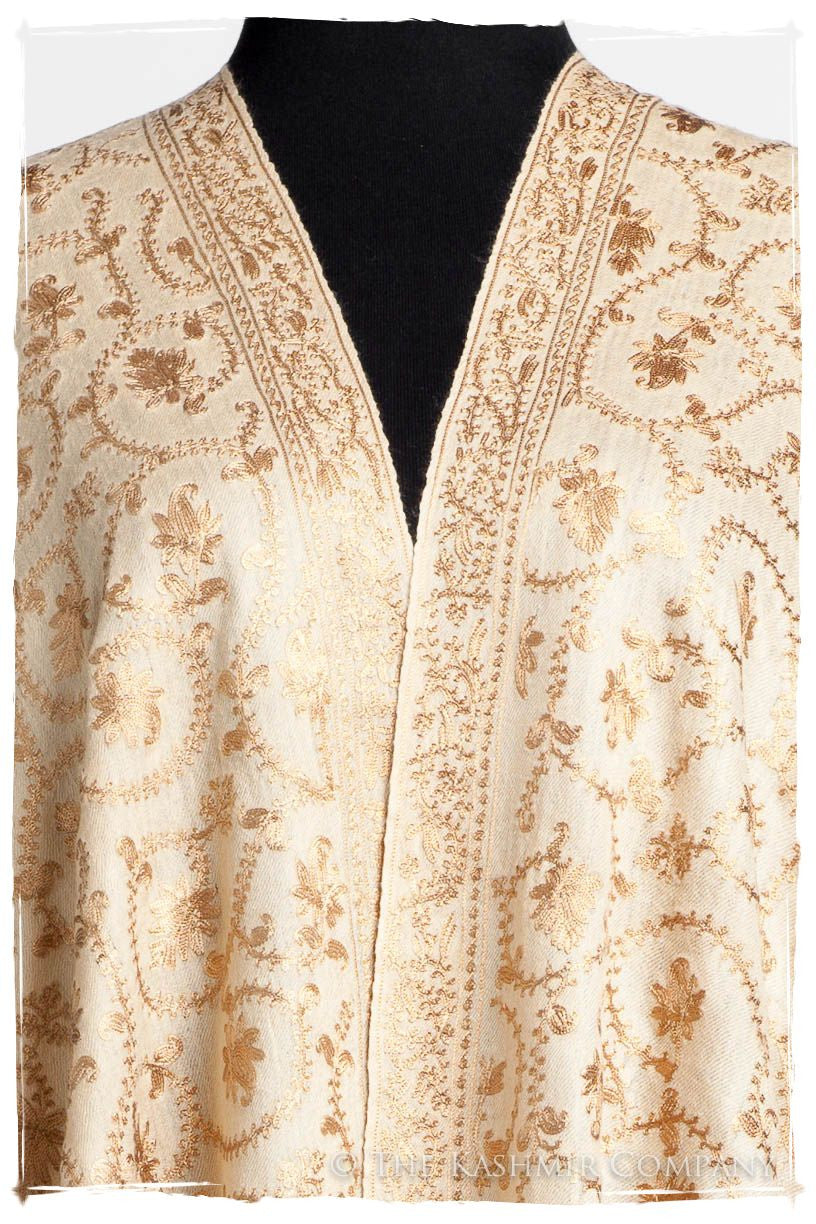 The Sophistiqué Gold Crème Jardin Shawl