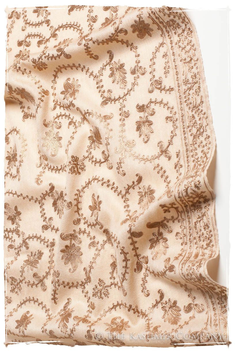The Sophistiqué Gold Crème Jardin Shawl