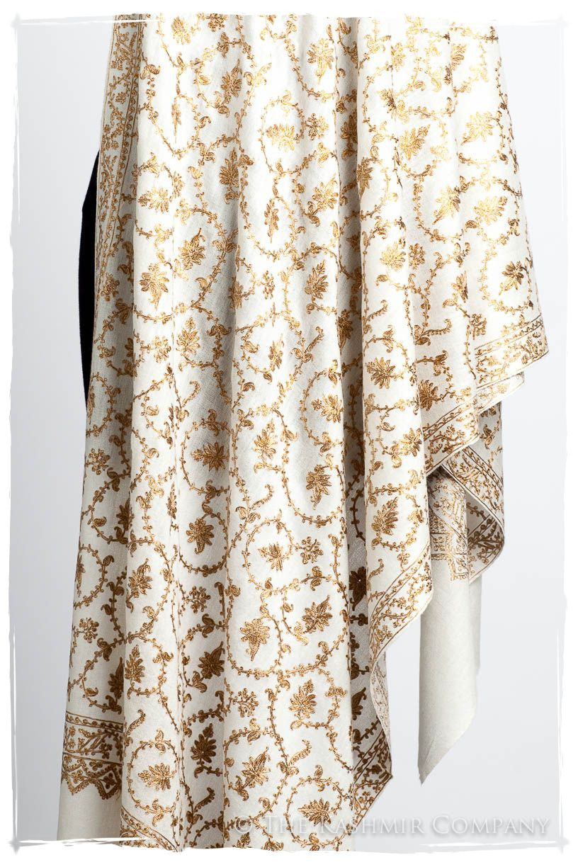 The Sophistiqué Gold Ivoire Jardin Shawl