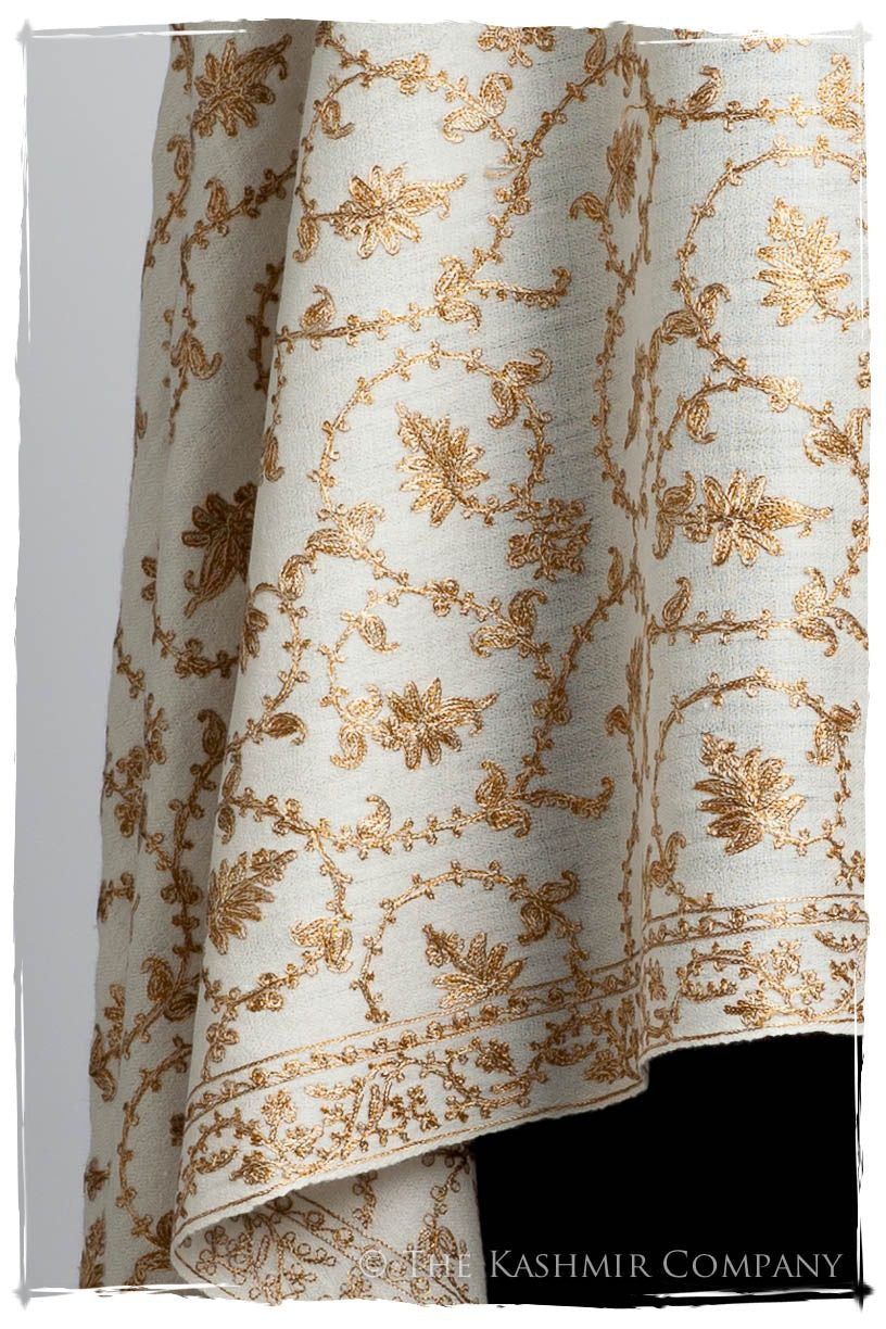The Sophistiqué Gold Ivoire Jardin Shawl